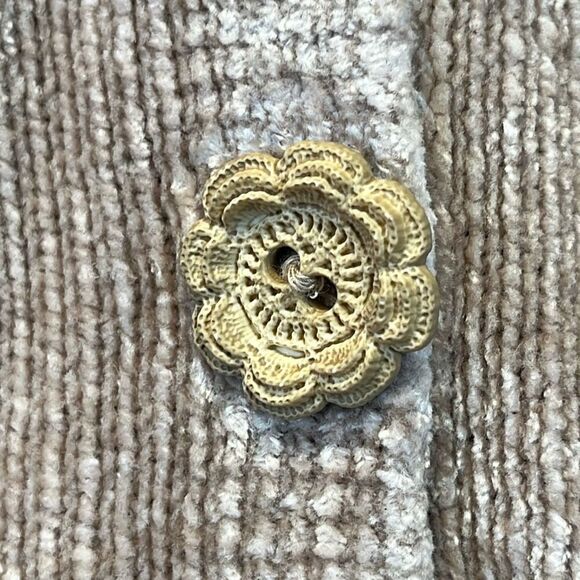 STORYBOOK KNITS Cardigan Sweater Women's 2X Tan Faux Fur Animal Print Trim - Picture 4 of 13